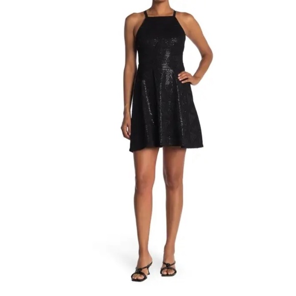 GUESS Sequin Fit & Flare Skater Dress Size 2, BLACK- NWT - Picture 1 of 4